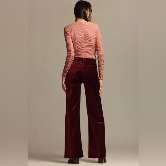 NWT Citizens Of Humanity - Lolli Mid Rise Baggy Velvet Jeans in Burgundy - Picture 4 of 12